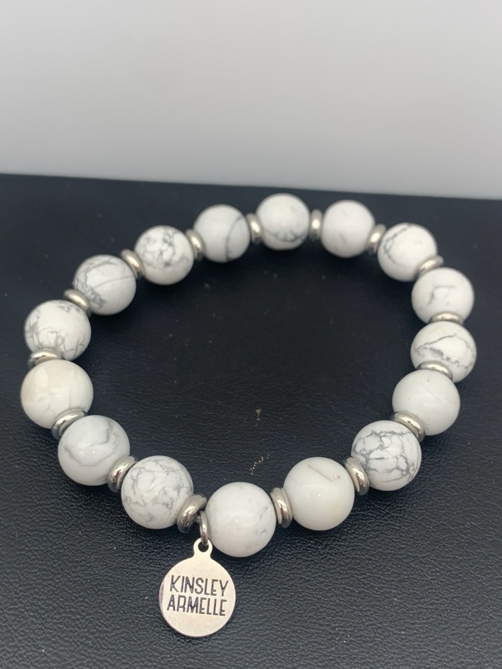 Kinsley Armelle White Howlite Bead Bracelet with Silver Accents